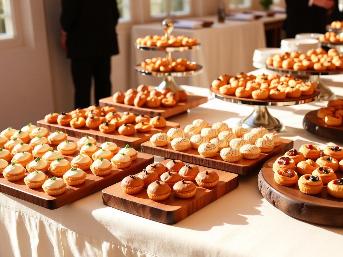 Buffet de mini-viennoiseries et petites pâtisseries pour un événement