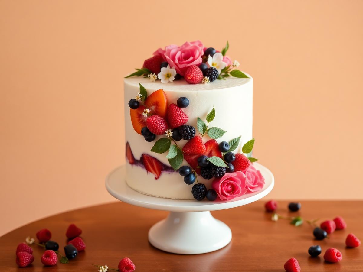 Gâteau personnalisé décoré de fruits frais