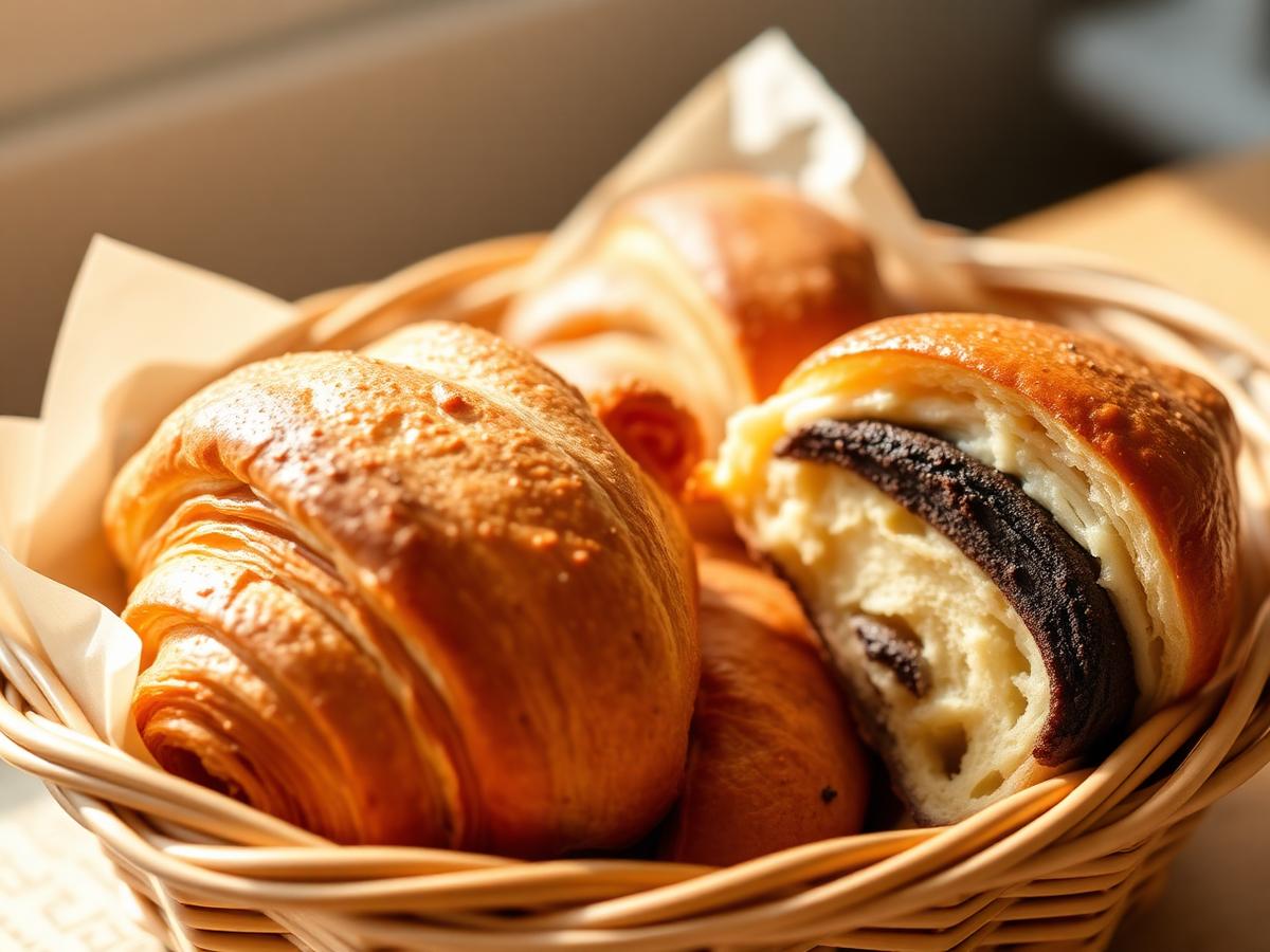 Croissants et pains au chocolat dorés